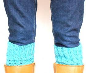 Crochet Boot Cuffs - Boot Toppers - Dark Teal 