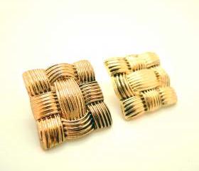 Etched & Weaved Square Stud Earrings