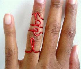 Noel Red wrapped rings, knuckle rings, Christmas