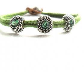 Handwoven Friendship Bracelet Leather Wrap Bracelet Bangle Bracelet Crystal bracelet