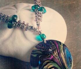reserved for Beverly ~ micro macrame necklace with shell pendant