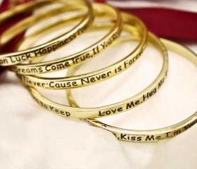 Inspiring Quotes Vintage Gold Bangle