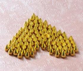 50pcs 9.5mm Gold cone Rivet Spikes Stud Punk rock Bag Belt Leathercraft Accessories DIY Free Shipping