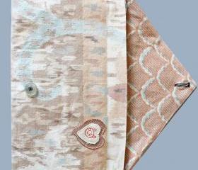 Envelope Clutch, Makeup Bag, Gifts for Her in Beige Patterned Fabric