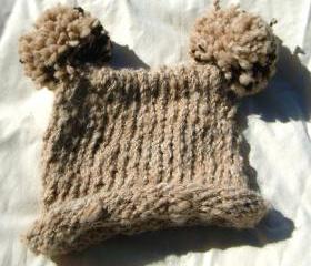 Rosey Buff Pom Pom Hat 100% Alpaca/Llama