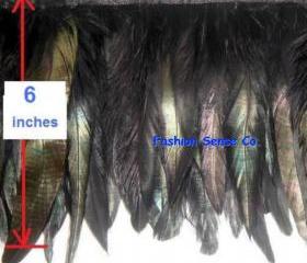 Clothing costume coque feather fringe couture applique trimming craft black 10y
