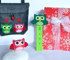 Surprise box for children, girl, bag, brooch, bookmark, surprise, felt, present, owl