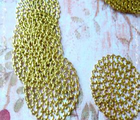 24 Brass Vintage Filigree Connectors Beads, Lead Free, Round, 48mm, Hole: 2mm