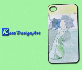 iPhone 4 case iPhone 4s case - Cartoon lovers mermaid iphone case