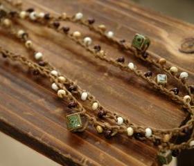 Elegant Oriental Wood Ceramic versatile necklace