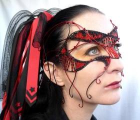 Red and black cyber gothic mask