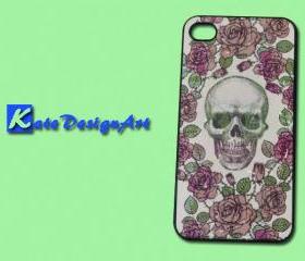 iphone case, iphone 4 case, iphone 4s case - rose skeleton head iphone 4 case skull