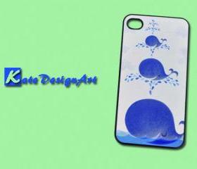 iphone 4 case, iphone case, iphone 4s case - Three blue whales