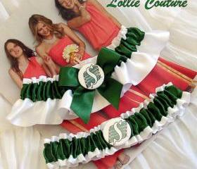 Roughriders Green and white Garters