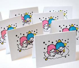 Little twin star kiki and lala handmade mini cards cute mini cards Set of 6