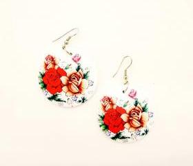 White Floral Drop Earrings