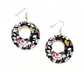 Blue Floral Drop Earrings