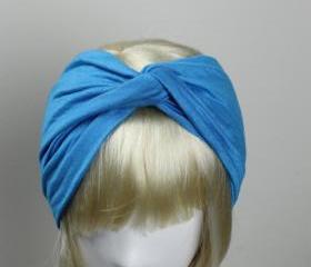 Woman handmade twist turban headband head warmer hat cap turquoise