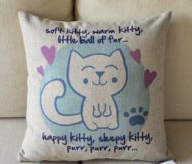 Cute Kitty Print Decorative Pillow