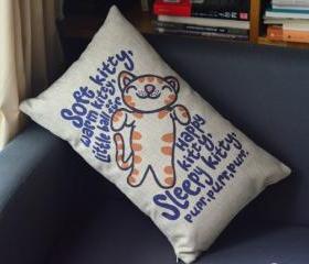 Soft Kitty Print Decorative Pillow