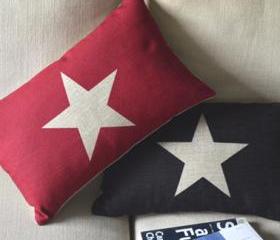 Star Print Decorative Pillow(red)