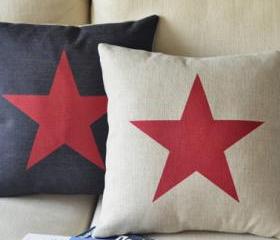 Star Print Square Decorative Pillow(black)