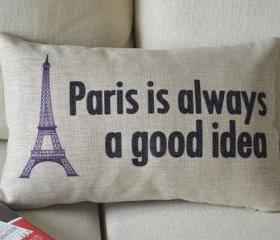 Paris Print Decorative Pillow 