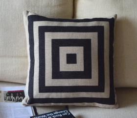 Black and White Print Decorative Pillow A-squares