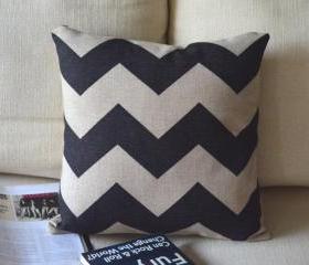 Black and White Print Decorative Pillow B-big waves