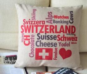 Love Switzerland Print Decorative Pillow 