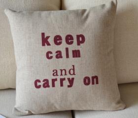 Keep Calm Print Decorative Pillow 