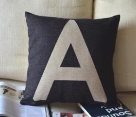 Alphabet Print Decorative Pillow(A)