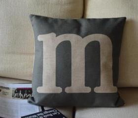 Alphabet Print Decorative Pillow(M)
