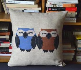 Owls Print Decorative Pillow (B)