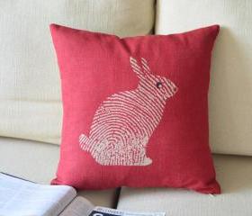 Finger Print Bunny Print Decorative Pillow 