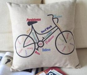 Bike Print Decorative Pillow (B)