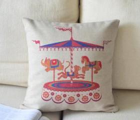 Merry-Go-Round Print Decorative Pillow 