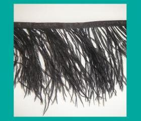 10 yards Ostric feather fringe costume applique ribbon trimming clothing trim black