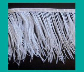 Ostric feather fringe costume applique ribbon trimming clothing trim white 10yds