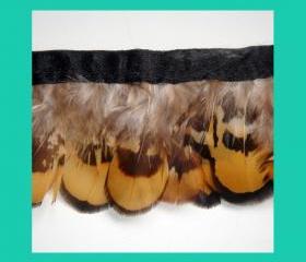 clothing applique trimming craft Reeves Pheasant feather fringe ribbon 10 yds