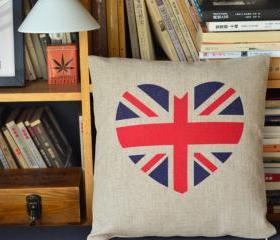 Flag Heart Print Decorative Pillow 