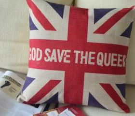 God Save The Queen Print Decorative Pillow 