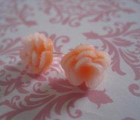 Peaches and Cream Flower Post Earrings