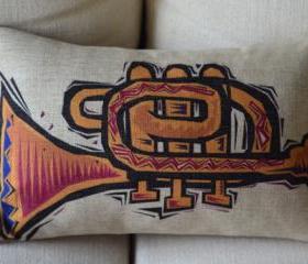 Trumpet Print Decorative Pillow
