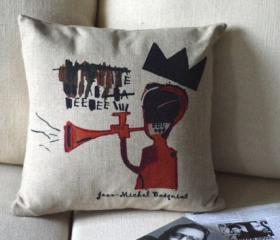 Basquiat Print Decorative Pillow D