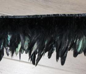 2 yards Clothing costume coque feather fringe couture applique trimming craft black