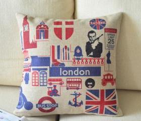 London Fun Print Decorative Pillow