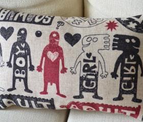 Boys and Girls Print Decorative Pillow