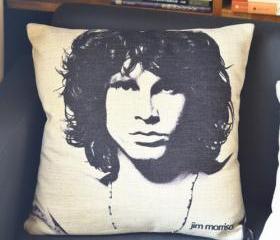 Jim Morrison Print Decorative Pillow 