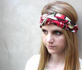 Headband, Knotted Headband, Mod, Coral, Brown, Orange, White, Green 